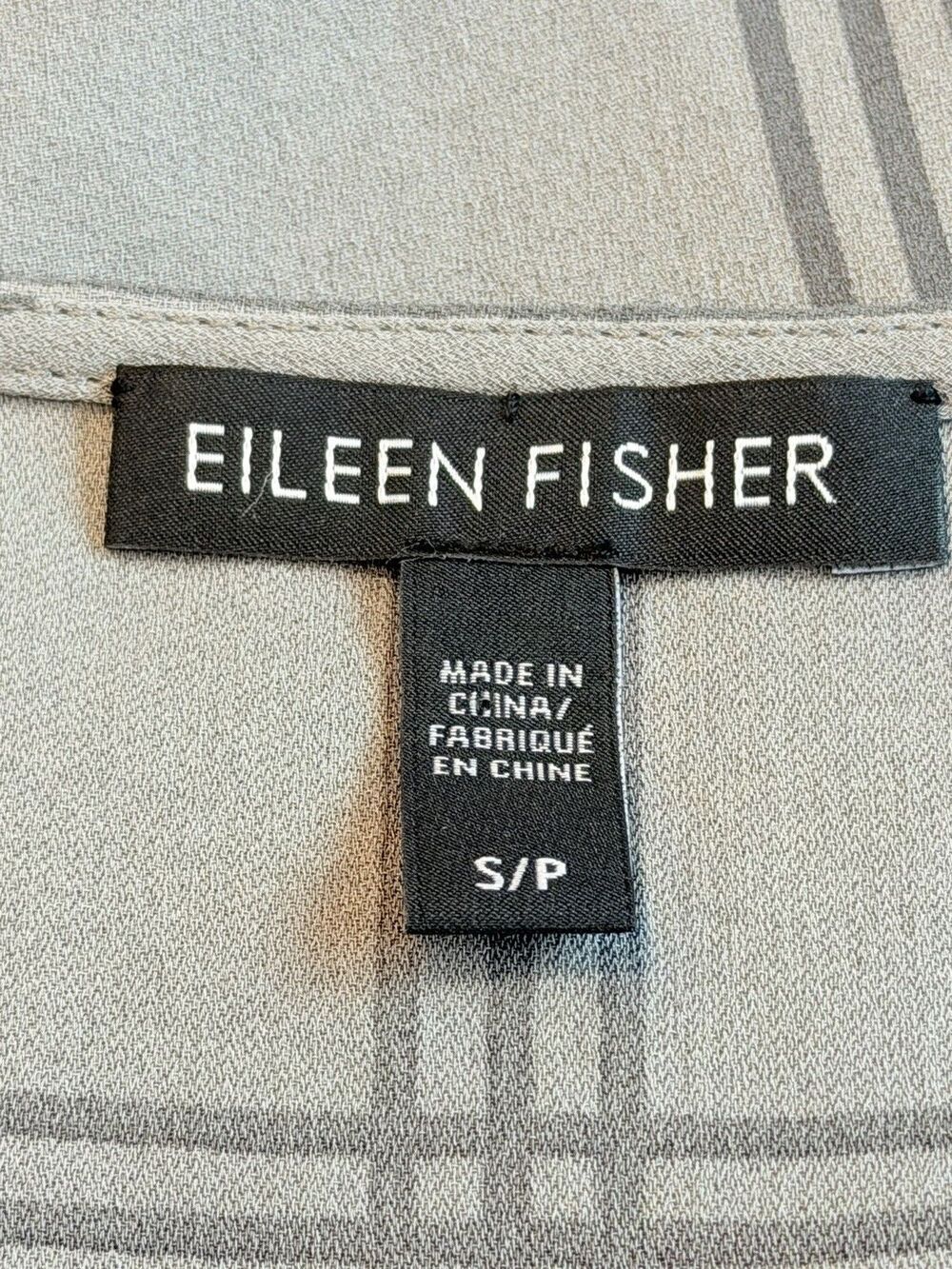 Eileen Fisher Women’s S/P Gray Plaid Sleeveless Silk Tunic Top Long Relaxed Fit - Picture 7 of 9